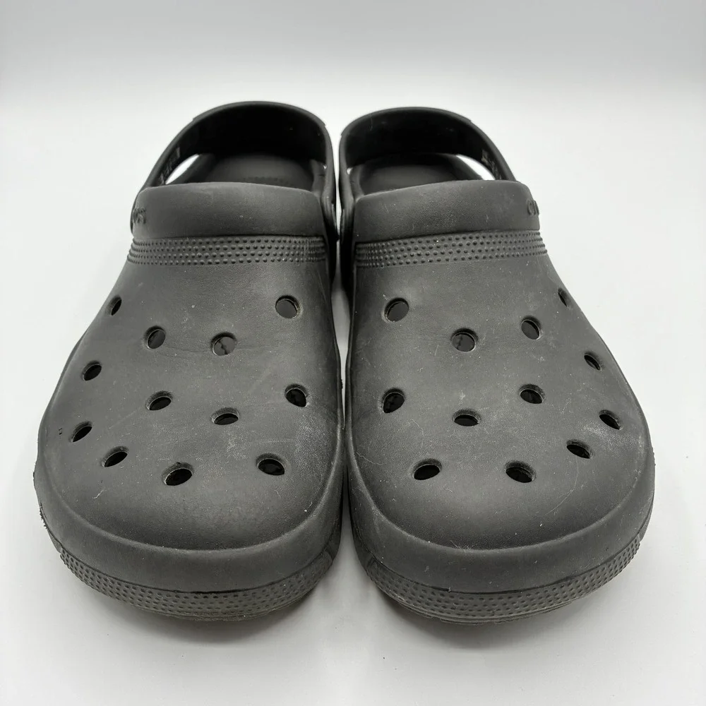 Crocs Classic Coast Clogs Mens 12 Black Slip On Backstrap Outdoor Water Sandal